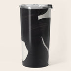 Mid Century Modern Minimalist Abstract Art Brush Strokes Black & White Ink Art Maze Travel Mug Gallery Image 2