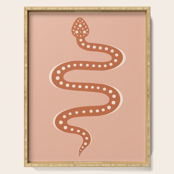 Minimal Snake - Coral & Pink Serving Tray Gallery Image 1
