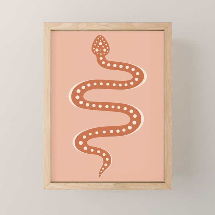 Minimal Snake - Coral & Pink Mini Art Print Gallery Image 1