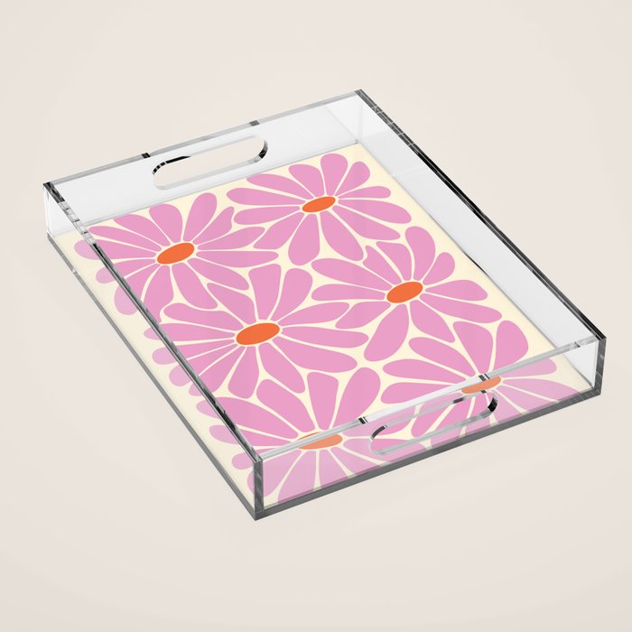 Big Daisy - Groovy Flower - Pink and Orange Acrylic Tray Gallery Image 1