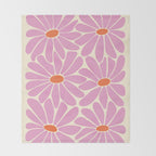 Big Daisy - Groovy Flower - Pink and Orange Throw Blanket Gallery Image 2
