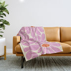 Big Daisy - Groovy Flower - Pink and Orange Throw Blanket Gallery Image 1