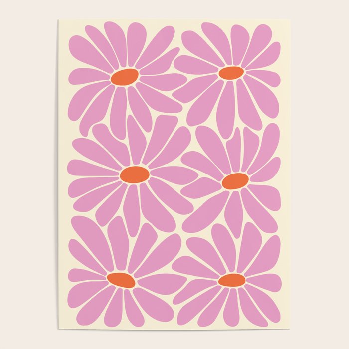Big Daisy - Groovy Flower - Pink and Orange Poster Gallery Image 4