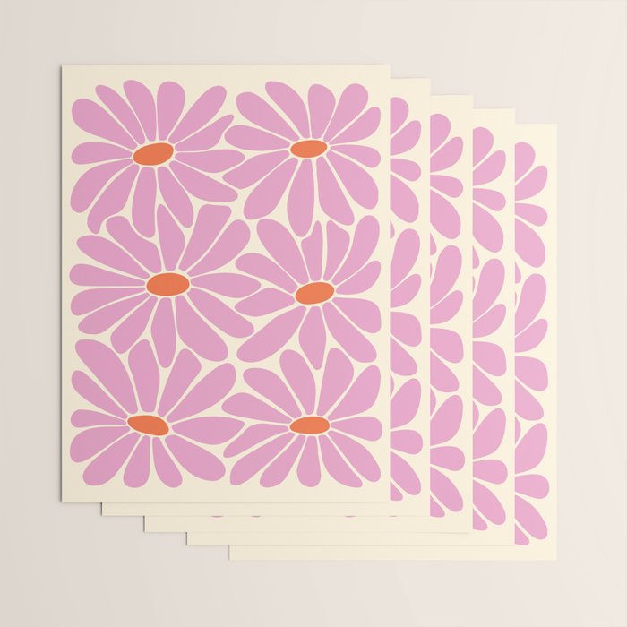 Big Daisy - Groovy Flower - Pink and Orange Wrapping Paper Gallery Image 3