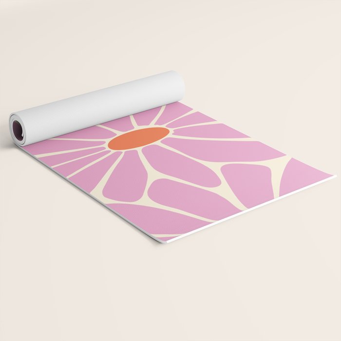 Big Daisy - Groovy Flower - Pink and Orange Yoga Mat Gallery Image 2