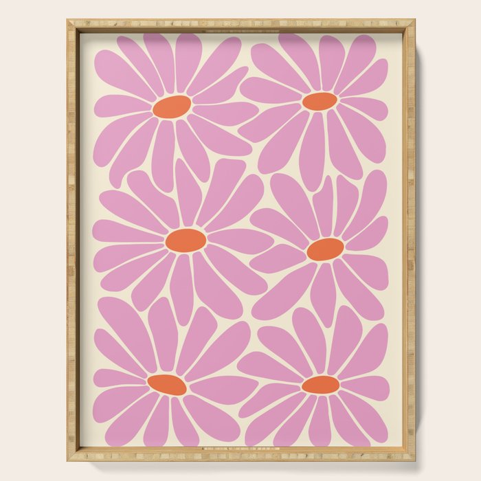 Big Daisy - Groovy Flower - Pink and Orange Serving Tray Gallery Image 1