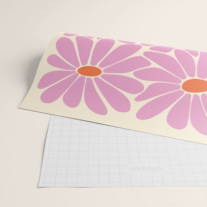 Big Daisy - Groovy Flower - Pink and Orange Wrapping Paper Gallery Image 2
