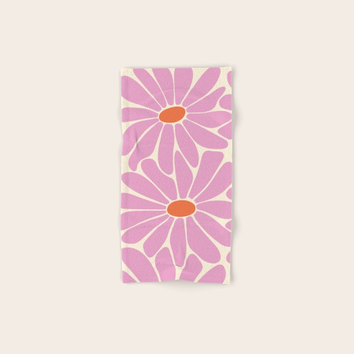 Big Daisy - Groovy Flower - Pink and Orange Bath Towel Gallery Image 1