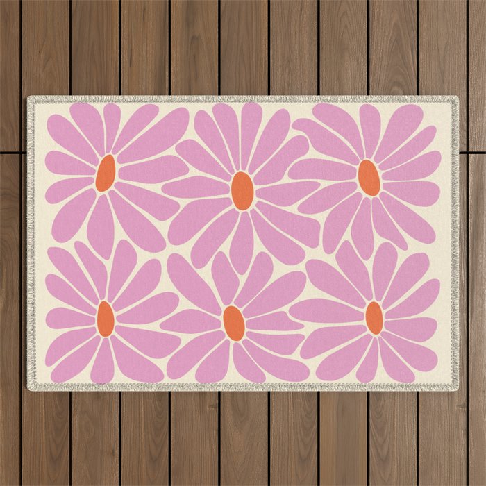 Big Daisy - Groovy Flower - Pink and Orange Outdoor Rug Gallery Image 1