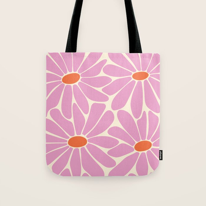 Big Daisy - Groovy Flower - Pink and Orange Tote Bag Gallery Image 1