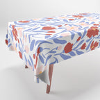 Blue and Orange vibrant bold flowers Tablecloth Gallery Image 1