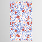 Blue and Orange vibrant bold flowers Tablecloth Gallery Image 2
