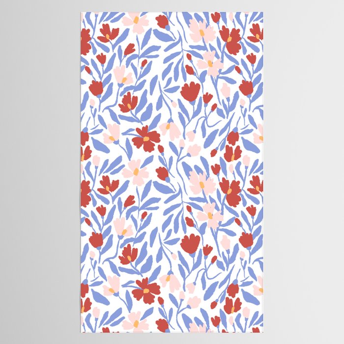 Blue and Orange vibrant bold flowers Tablecloth Gallery Image 2