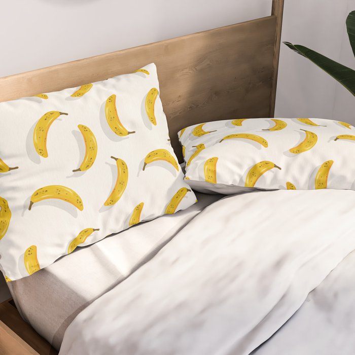 Banana Pattern - White Pillow Sham Gallery Image 2