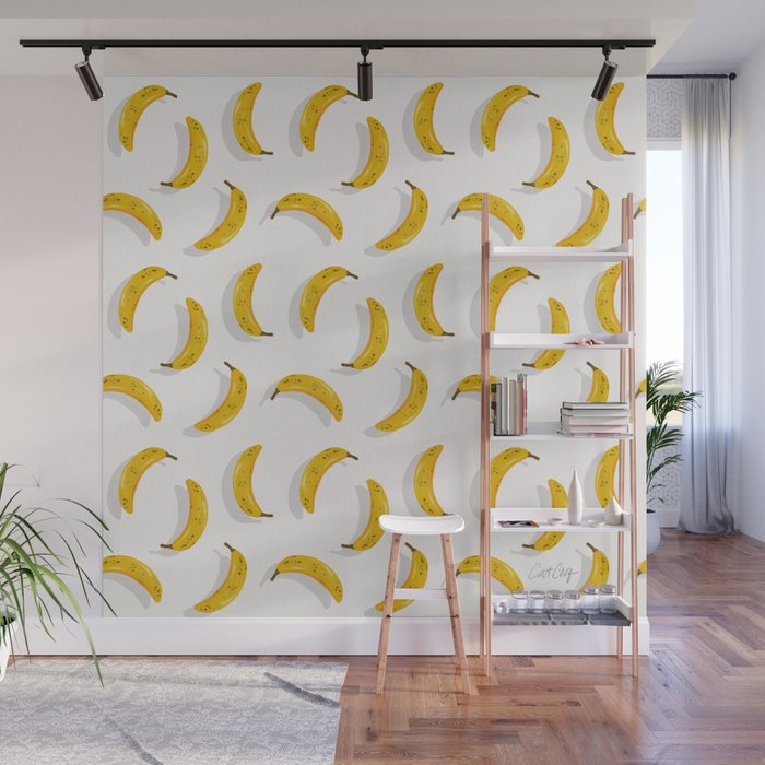 Banana Pattern - White Wall Mural Gallery Image 1