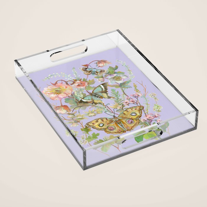 Butterfly Purple Garden Acrylic Tray Gallery Image 1