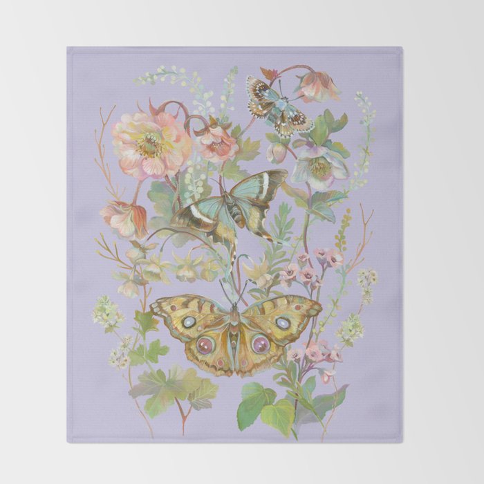Butterfly Purple Garden Throw Blanket Gallery Image 2
