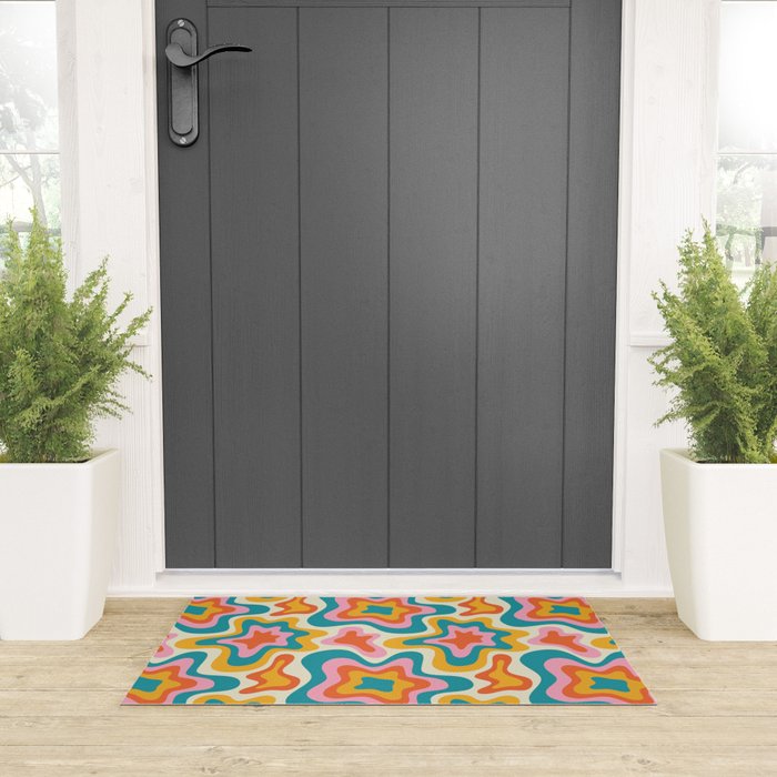 Colorful psychedelic hippie tie dye art pattern Welcome Mat Gallery Image 3
