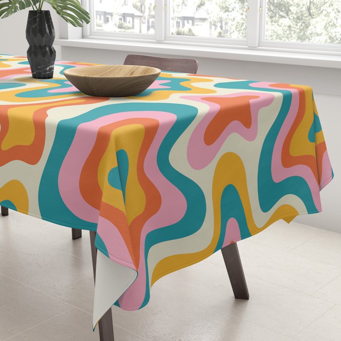Colorful psychedelic hippie tie dye art pattern Tablecloth Gallery Image 3