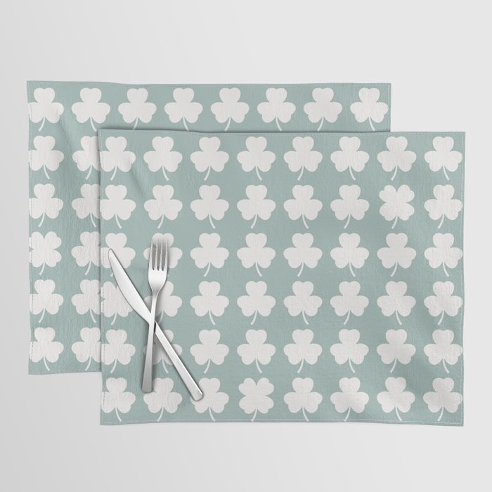 Clovers XXXI Sage Green Botanical Pattern Placemat Gallery Image 1