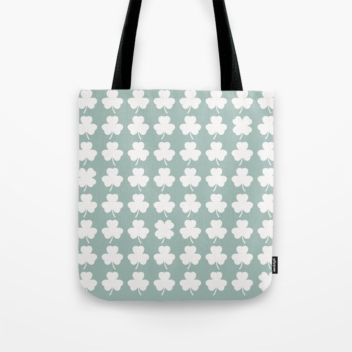Clovers XXXI Sage Green Botanical Pattern Tote Bag Gallery Image 1