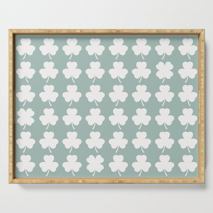 Clovers XXXI Sage Green Botanical Pattern Serving Tray Gallery Image 1