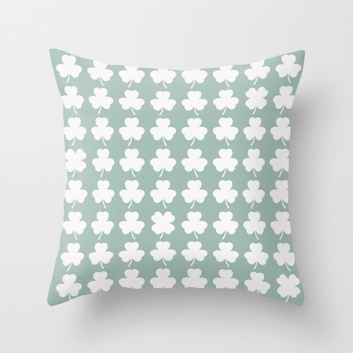 Clovers XXXI Sage Green Botanical Pattern Throw Pillow Gallery Image 6