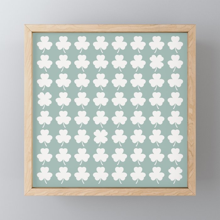 Clovers XXXI Sage Green Botanical Pattern Mini Art Print Gallery Image 1
