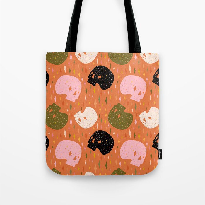 Spooky Skull Print Tote Bag Gallery Image 1