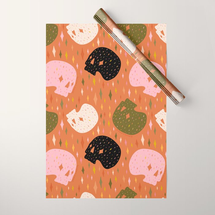 Spooky Skull Print Wrapping Paper Gallery Image 1