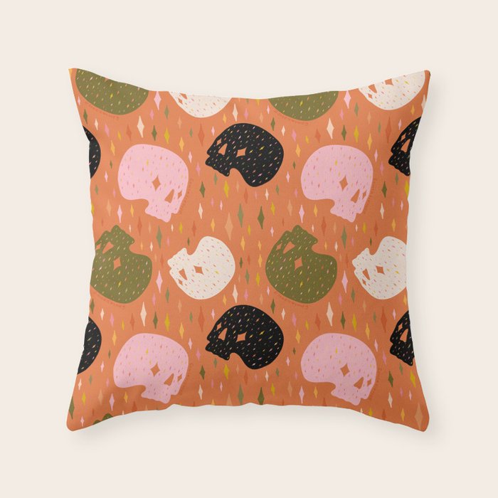 Spooky Skull Print Throw Pillow Gallery Image 6