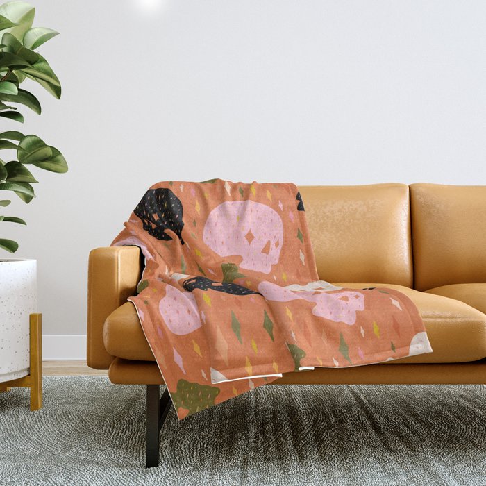 Spooky Skull Print Throw Blanket Gallery Image 1