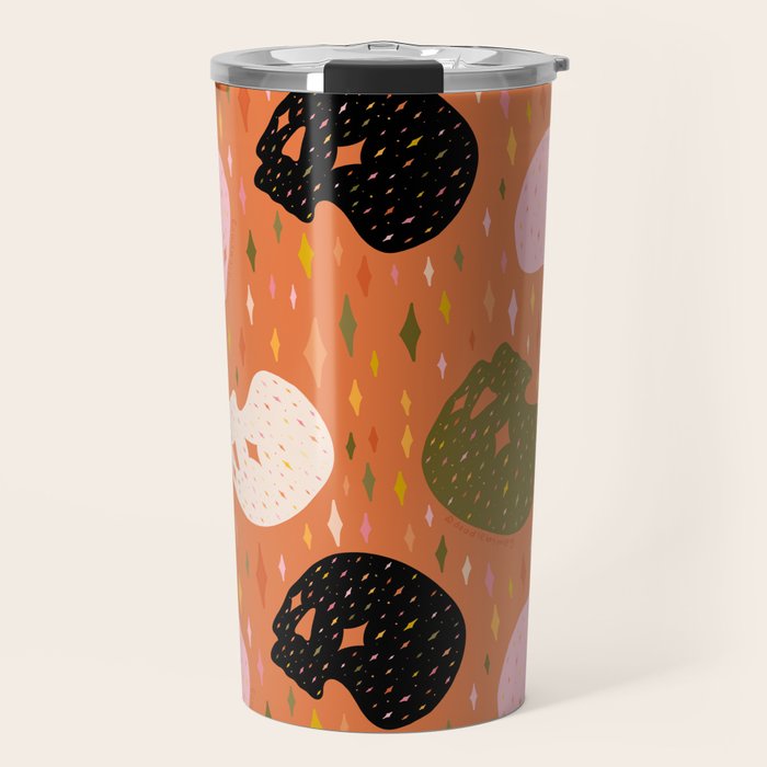 Spooky Skull Print Travel Mug Gallery Image 1
