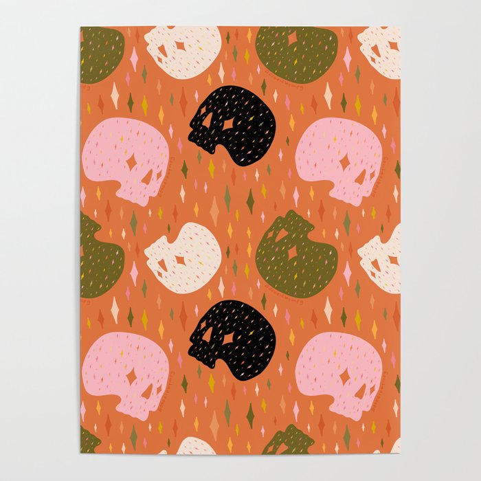 Spooky Skull Print Poster Gallery Image 1