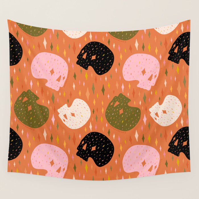 Spooky Skull Print Wall Tapestry Gallery Image 4