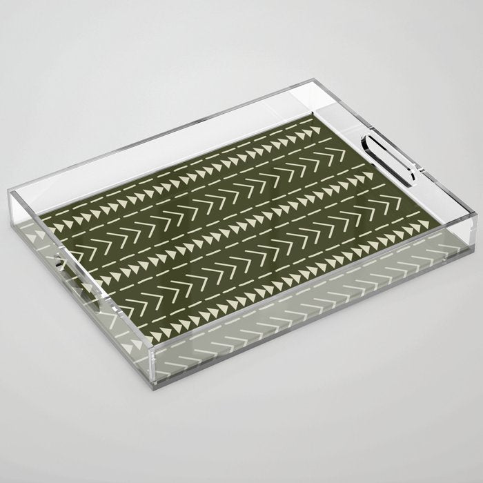 Mudcloth Forest Green Acrylic Tray Gallery Image 1