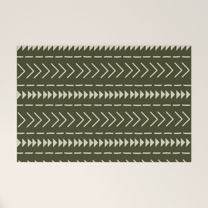 Mudcloth Forest Green Welcome Mat Gallery Image 1
