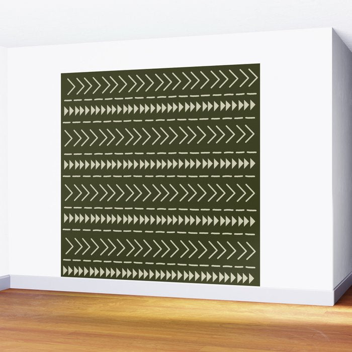 Mudcloth Forest Green Wall Mural Gallery Image 2