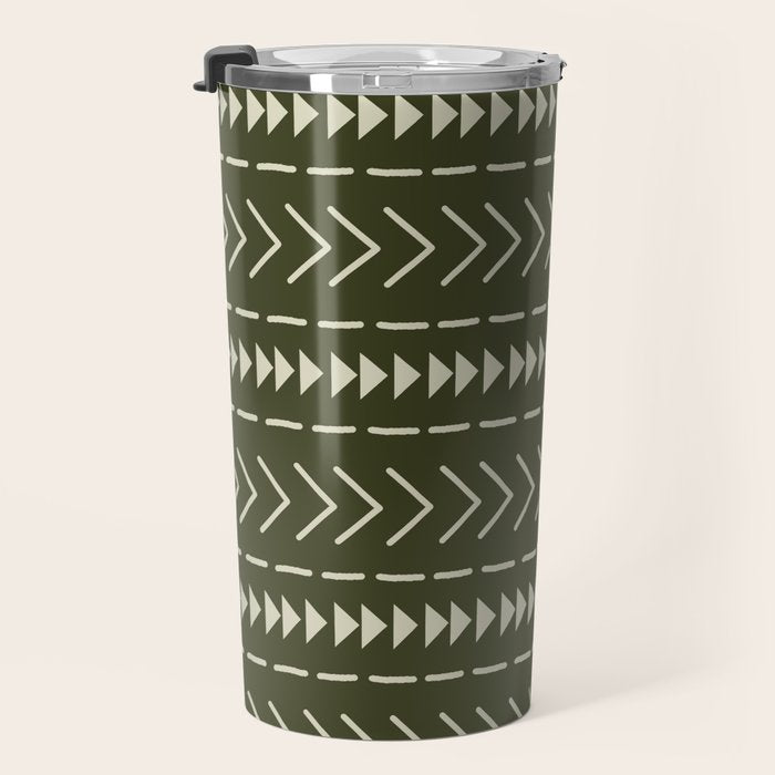 Mudcloth Forest Green Travel Mug Gallery Image 3