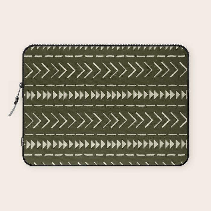 Mudcloth Forest Green Laptop Sleeve Gallery Image 1