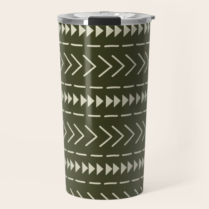 Mudcloth Forest Green Travel Mug Gallery Image 1