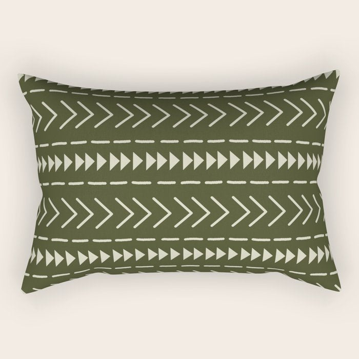Mudcloth Forest Green Rectangular Pillow Gallery Image 2