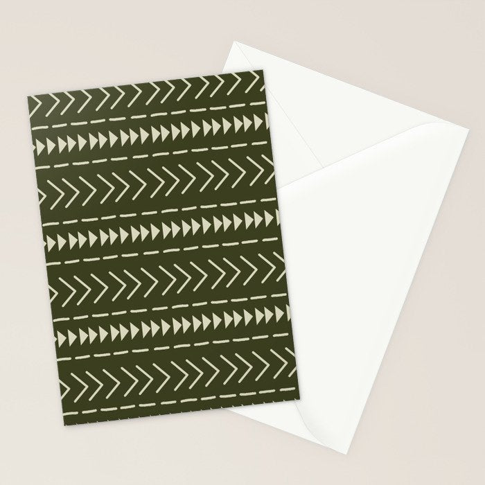 Mudcloth Forest Green Stationery Card Gallery Image 2
