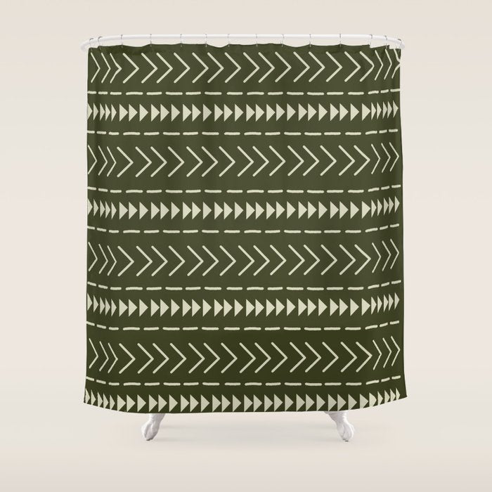 Mudcloth Forest Green Shower Curtain Gallery Image 1