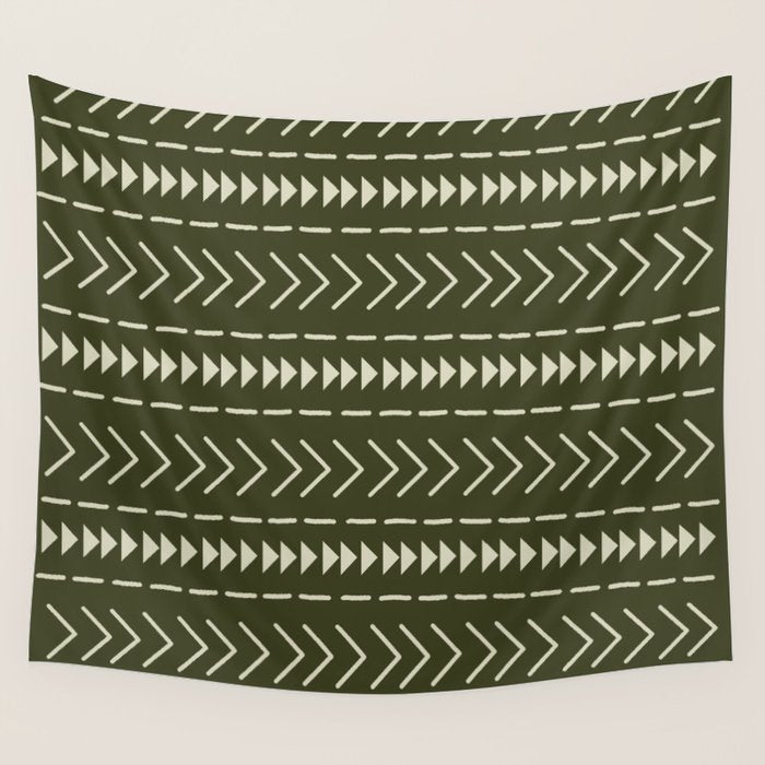Mudcloth Forest Green Wall Tapestry Gallery Image 1