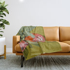 Protea, Australian native, flower, abstract, olive green, bright colors Throw Blanket Gallery Image 1