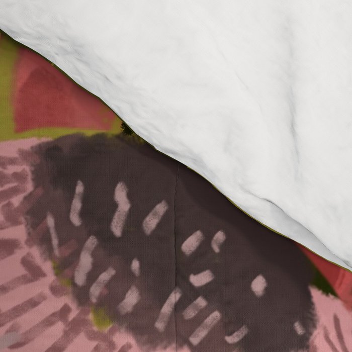 Protea, Australian native, flower, abstract, olive green, bright colors Comforter Gallery Image 4
