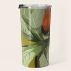 Protea, Australian native, flower, abstract, olive green, bright colors Travel Mug Gallery Image 3