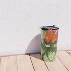 Protea, Australian native, flower, abstract, olive green, bright colors Travel Mug Gallery Image 4