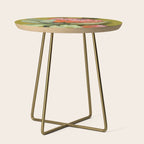 Protea, Australian native, flower, abstract, olive green, bright colors Side Table Gallery Image 1